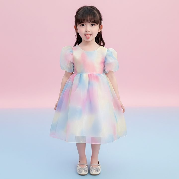 Robe princesse noeud vert pistache  ENFANTS