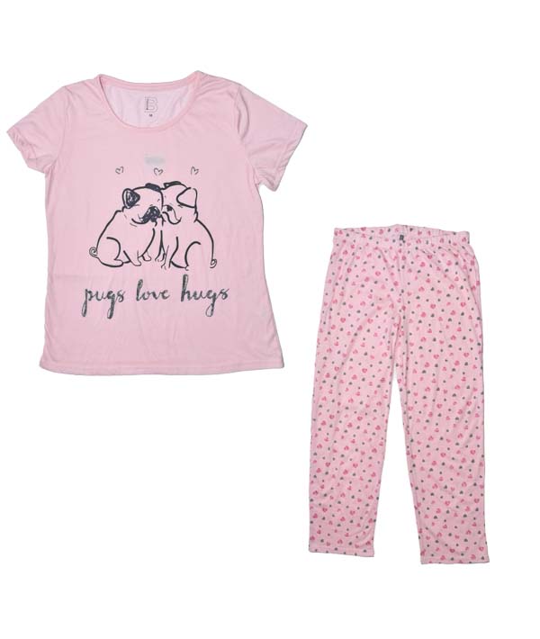 PYJAMA PUGS LOVE HUGS ROSE