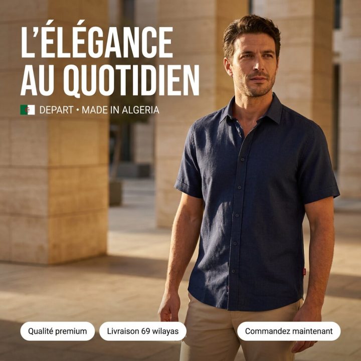 Départ Homme Chemise en Lin Navy