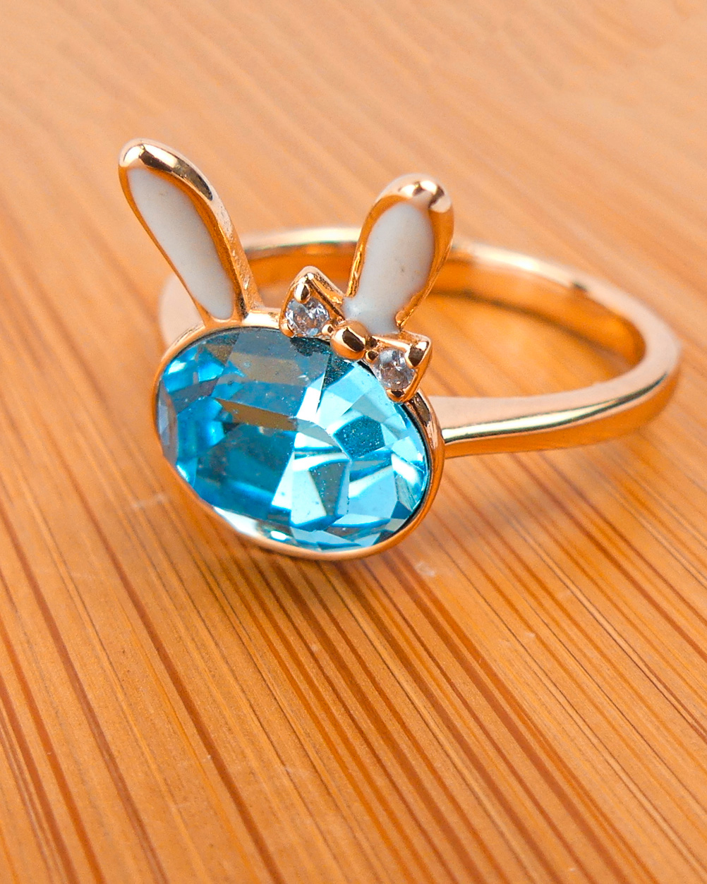 bague lapin blanc-plaqué or – Image 5