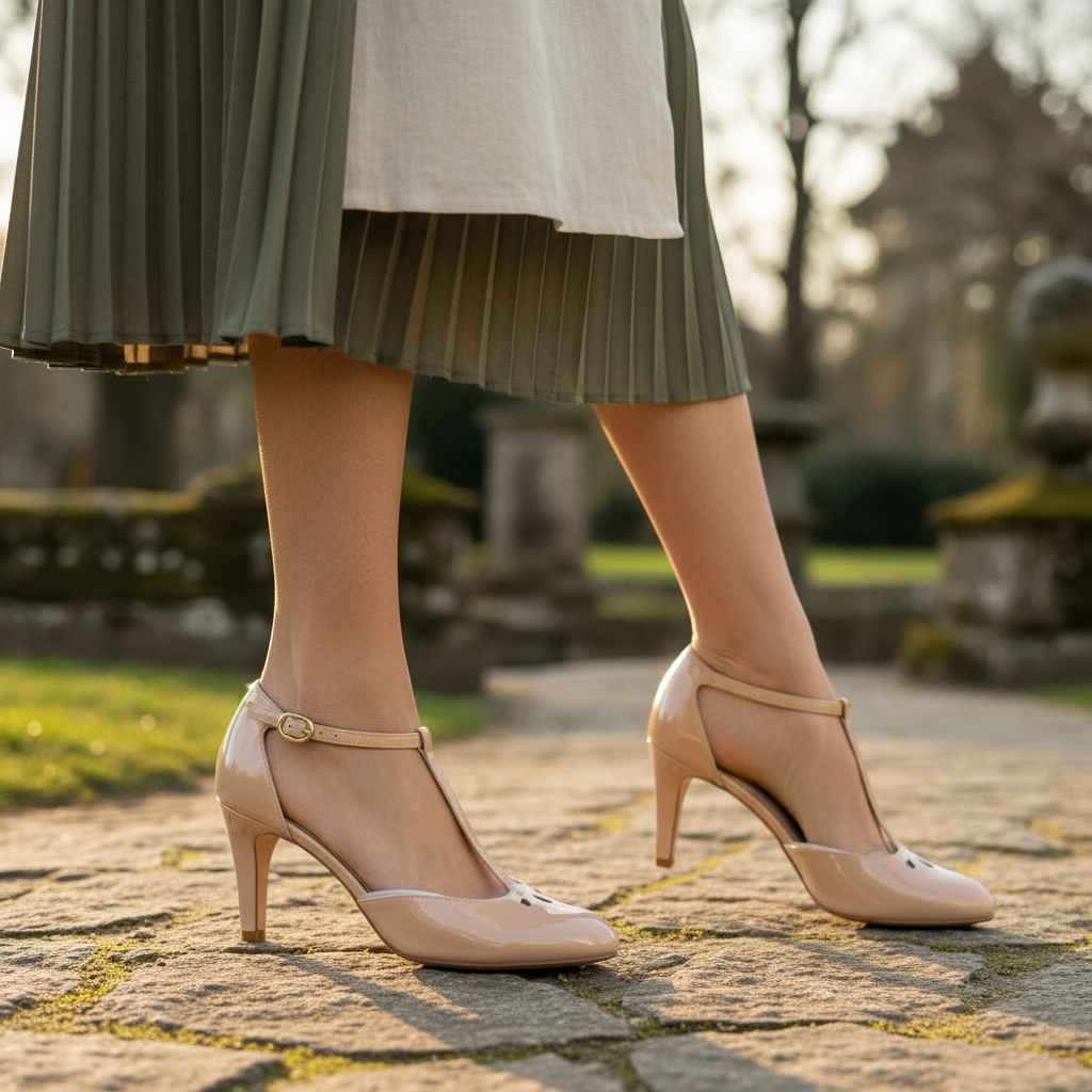 ANDRÉ ESCARPINS FEMME FALBALETTE CUIR NUDE – Image 5