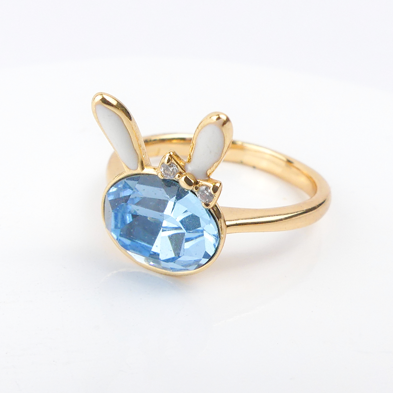 bague lapin blanc-plaqué or – Image 4
