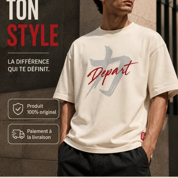 Départ Homme T-shirt Oversize-Beige
