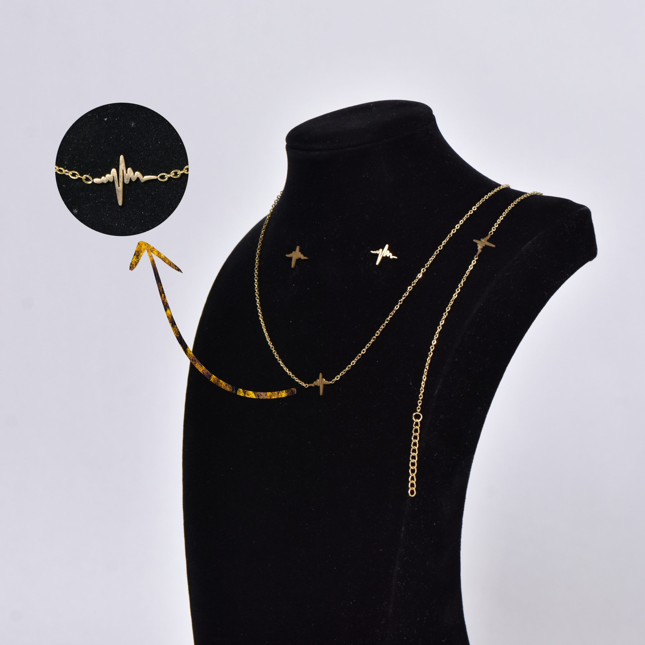Parure motif fréquence cardiaque (plaqué or) – Image 2