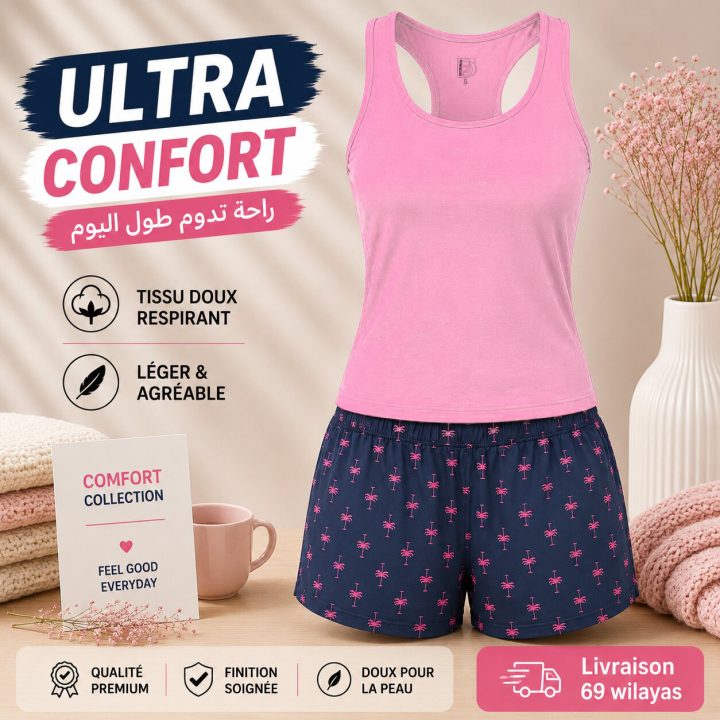 Pyjama d'Été Femme Rose