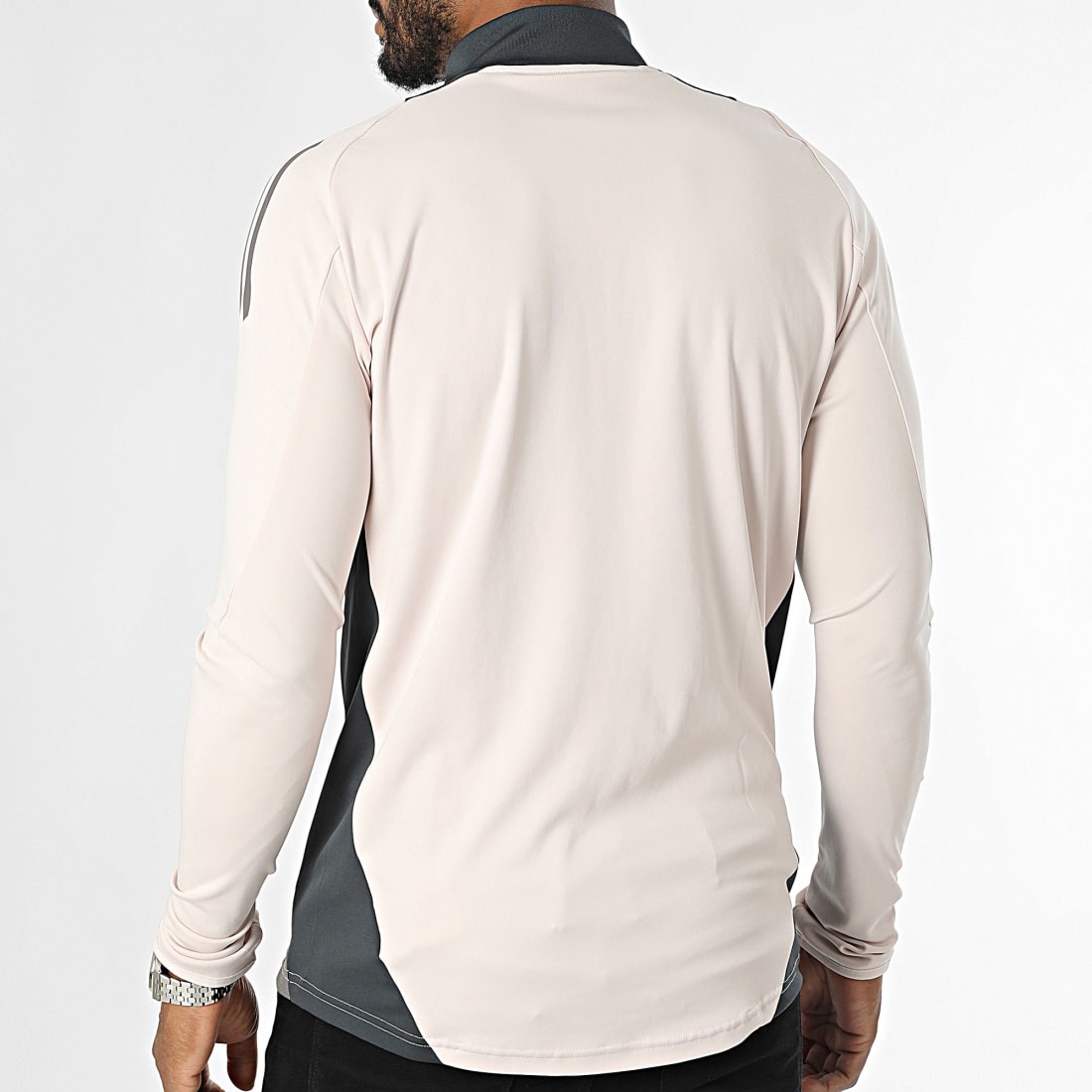 Tee Shirt Manches Longues A Bandes Real Madrid IT5133 Beige Gris – Image 2
