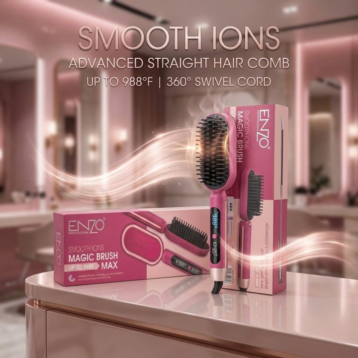 ENZO PROFESSIONAL Peigne Pour Cheveux Chauffante Lissante Pro 988F°