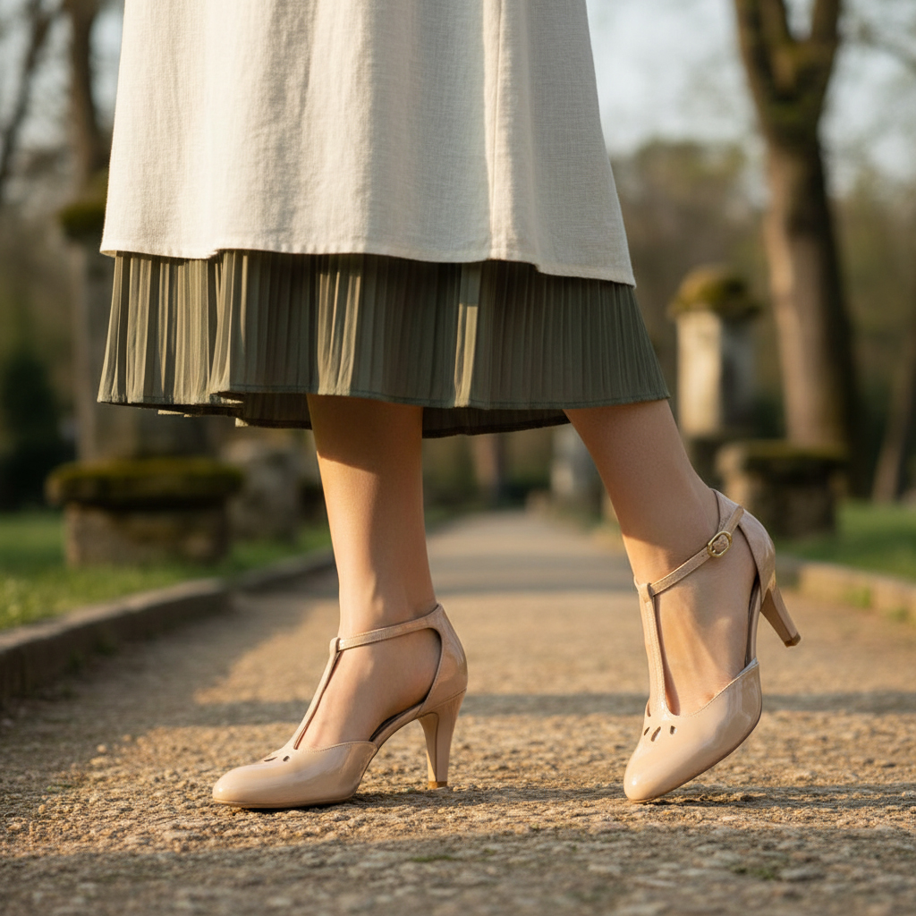 ANDRÉ ESCARPINS FEMME FALBALETTE CUIR NUDE – Image 4