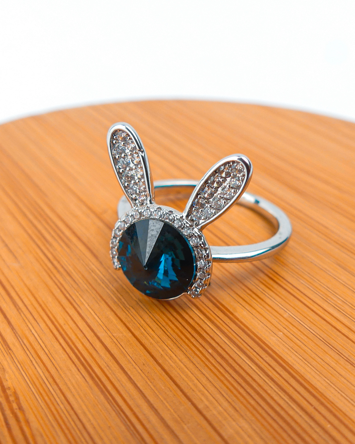 bague lapin bleu nuit -argent - – Image 3