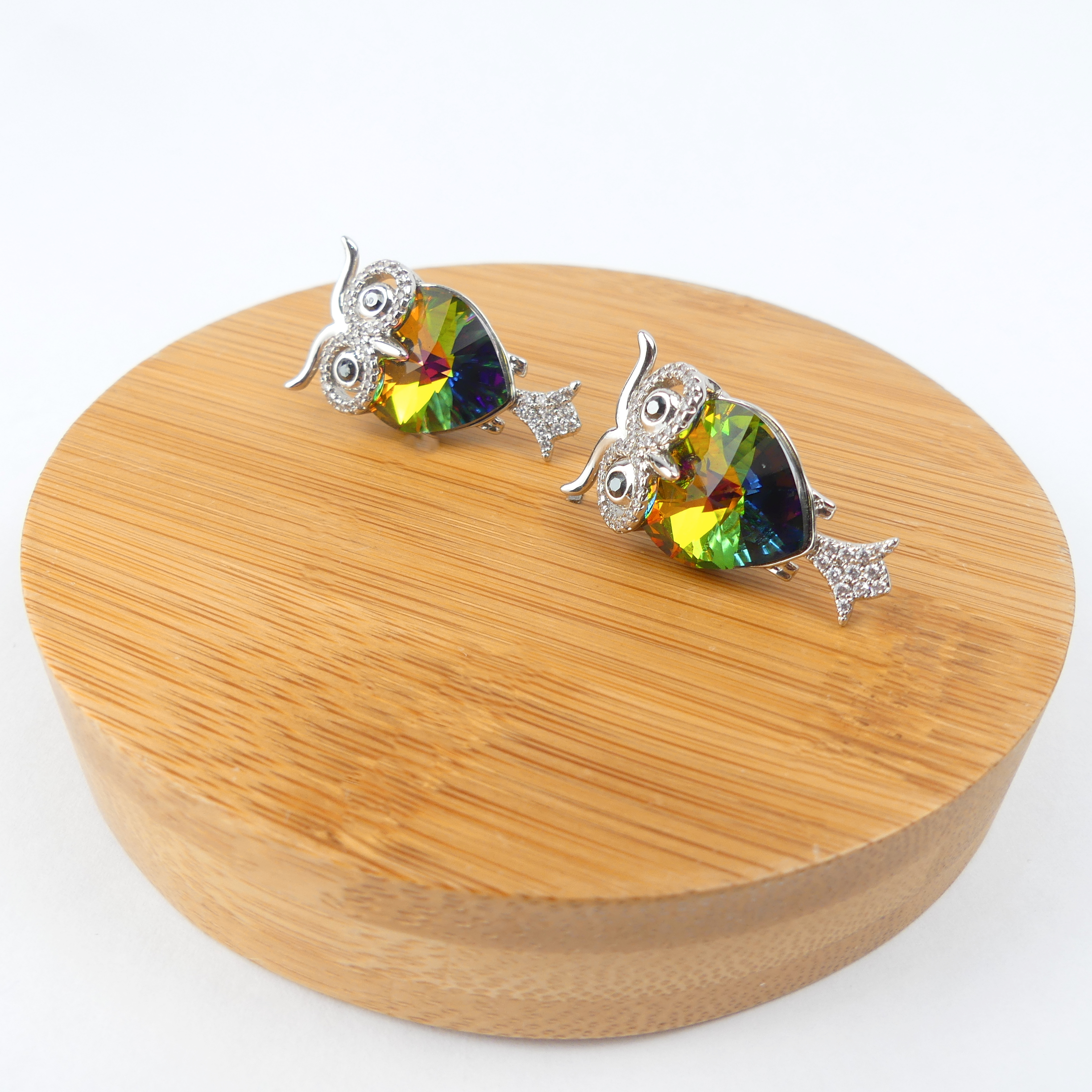 Boucles d´Oreilles hibou verte reflet – Image 3