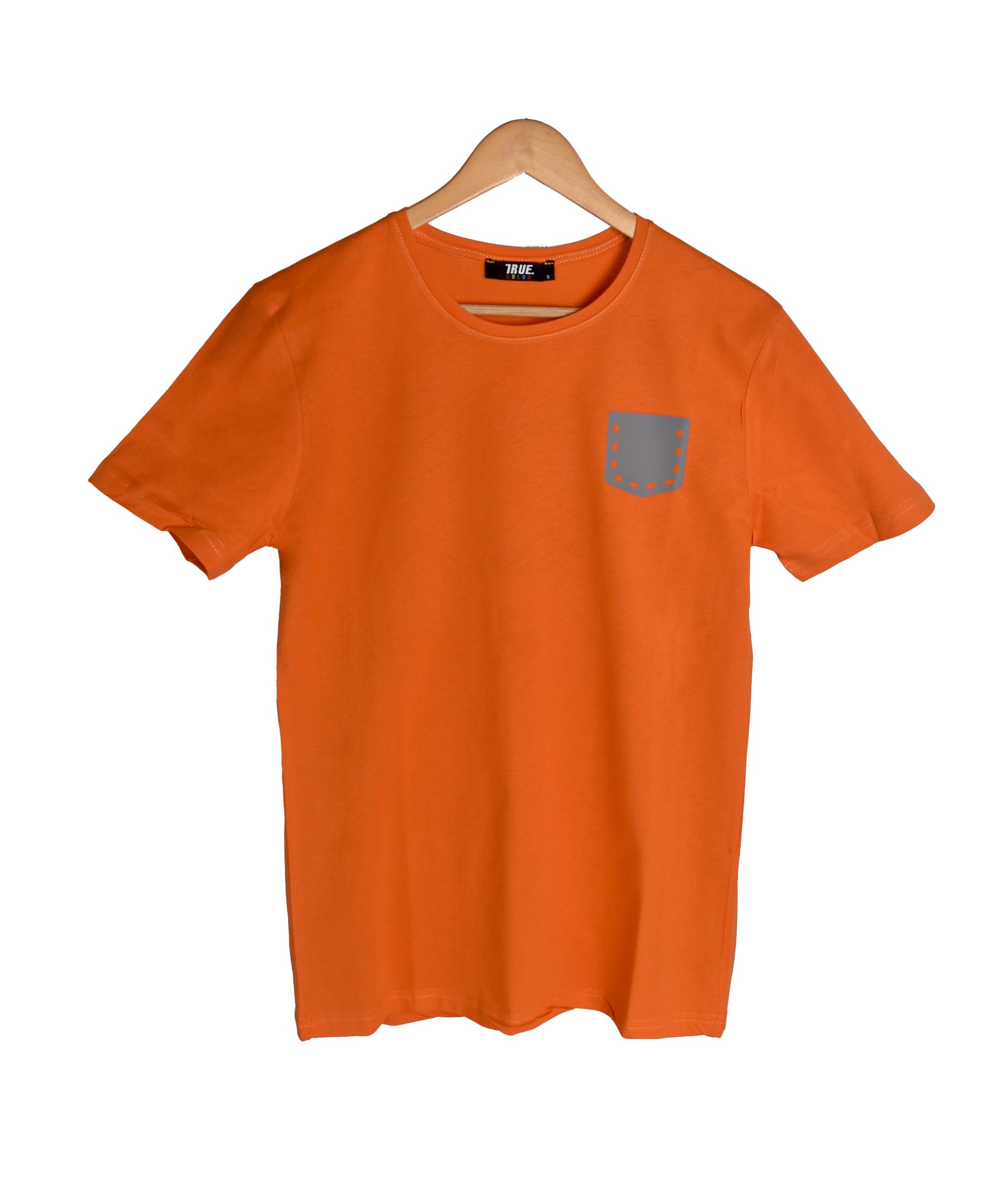 T-shirt orange 1 petite poche gris – Image 4
