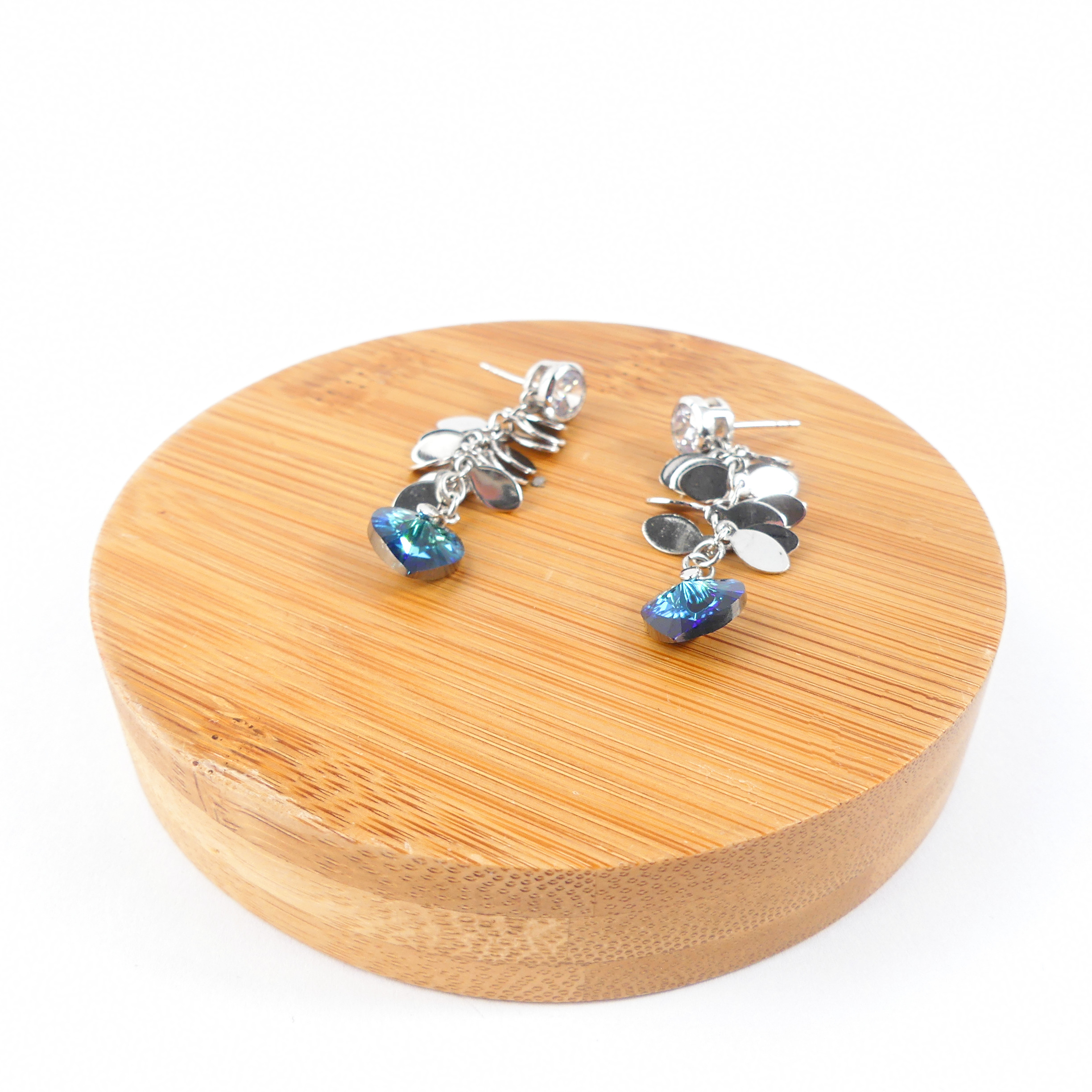 boucle d'oreille pendantes coeur bleu nuit – Image 2