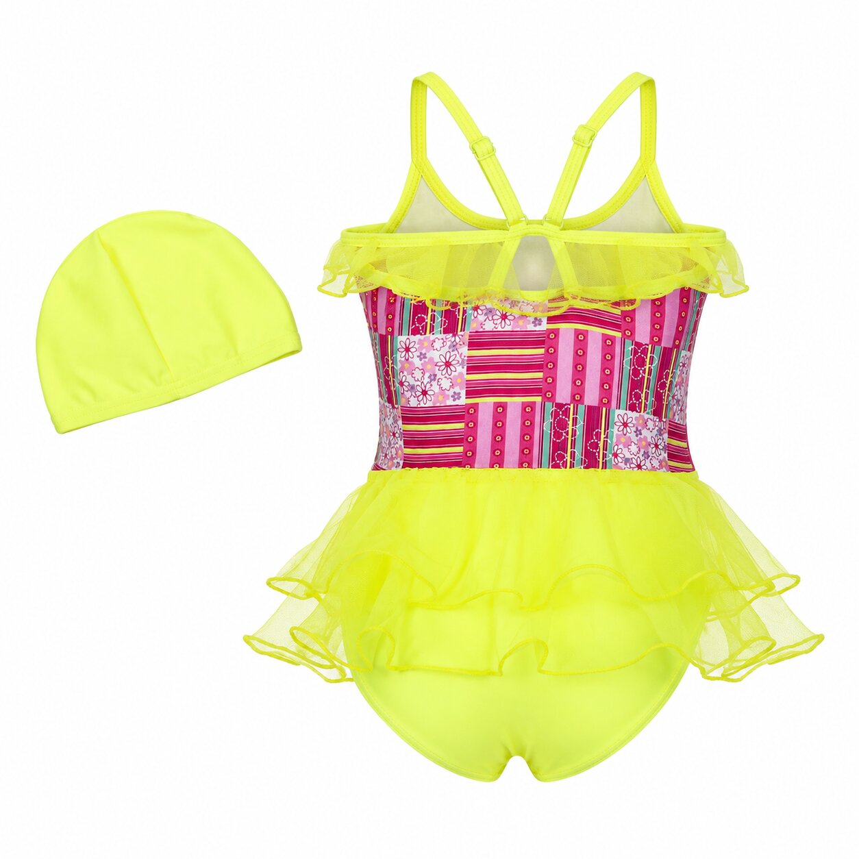Maillot de bain une pièce fille à volants Jaune Multicolore – Image 3