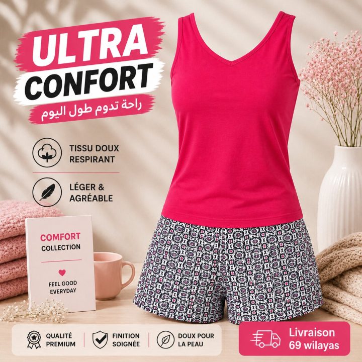 Pyjama d'Été Femme Rose