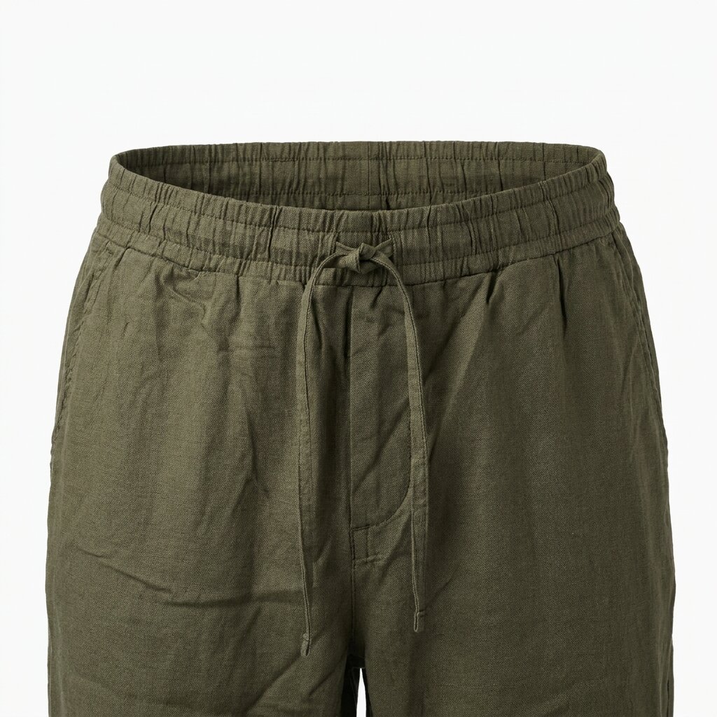 Départ Homme Pantalon en Lin Vert Khaki – Image 5
