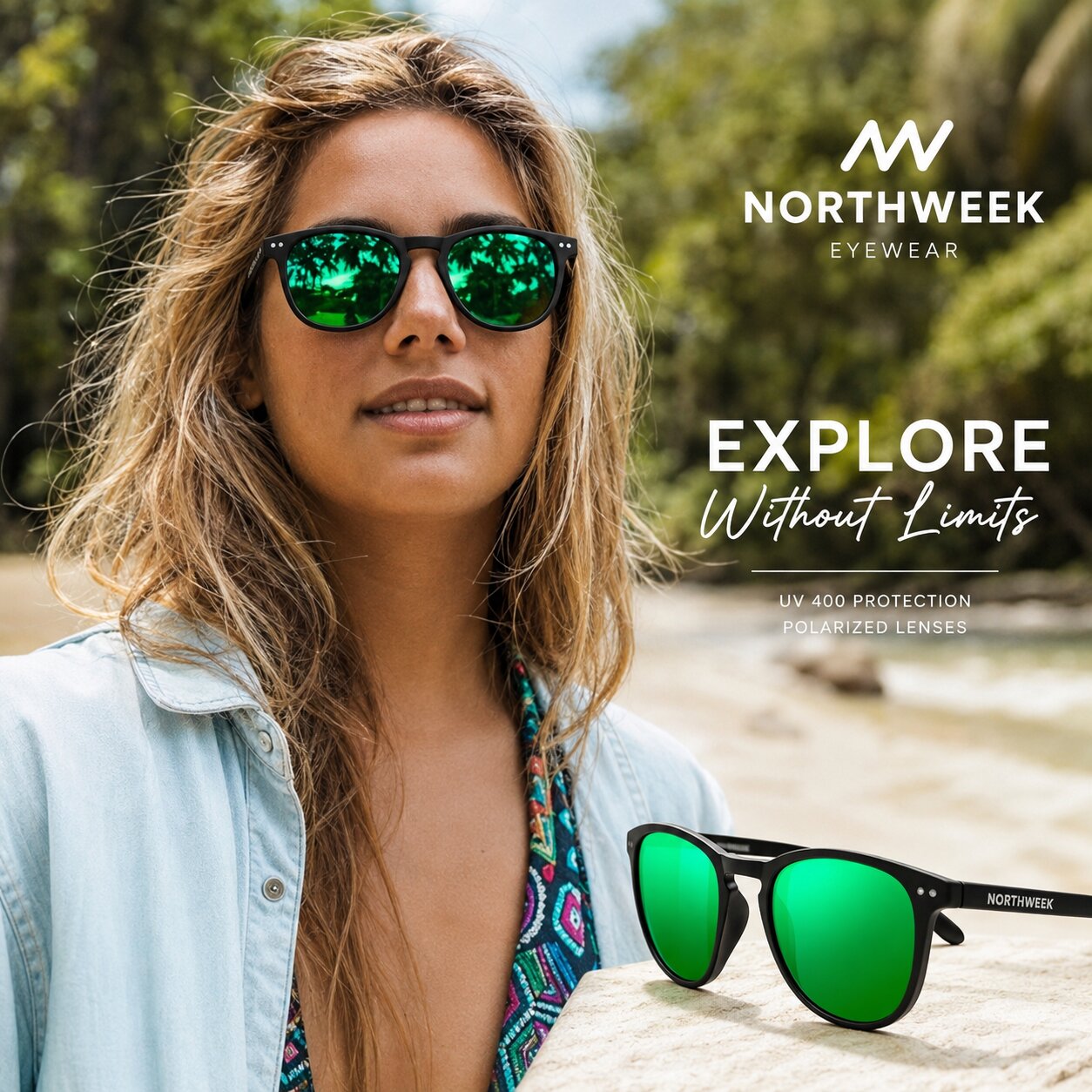 Northweek Wall Matte Black / Green Polarized Sunglasses – Image 5