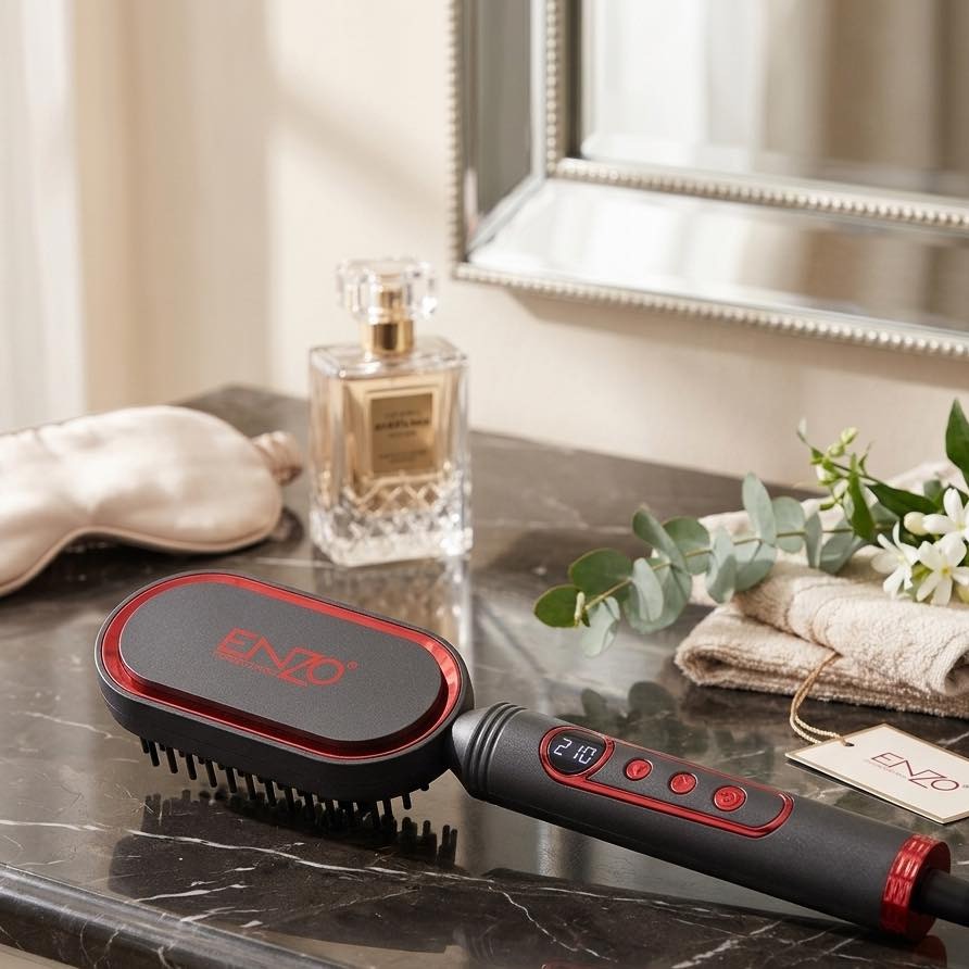 ENZO Professional EN-4201-BLACK Mini Hair Straightening Brush – Image 4