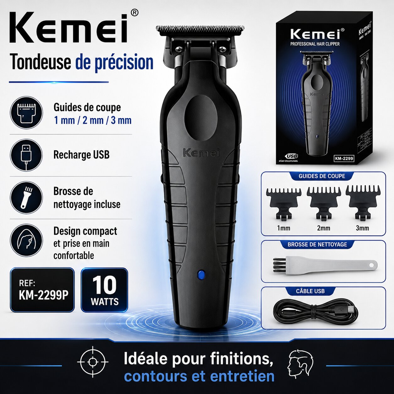 KEMEI KM-2299P Professional Cordless T-Blade Trimmer