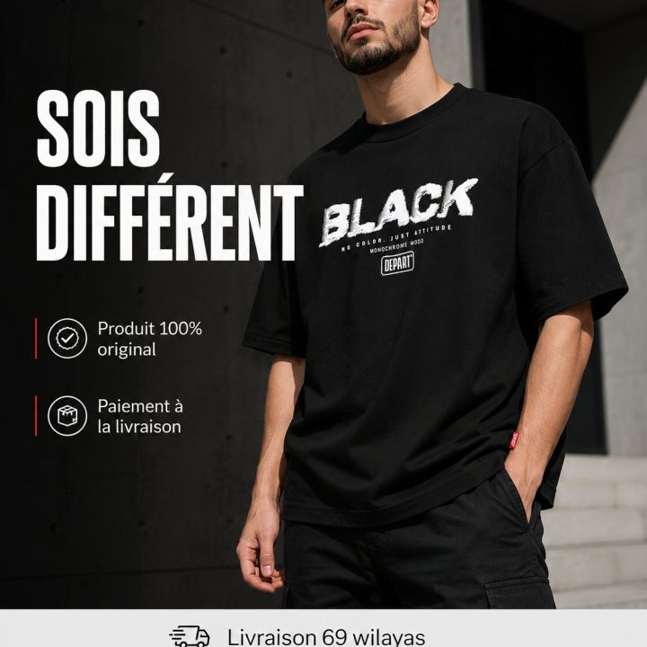 Départ Homme T-shirt Oversize Black