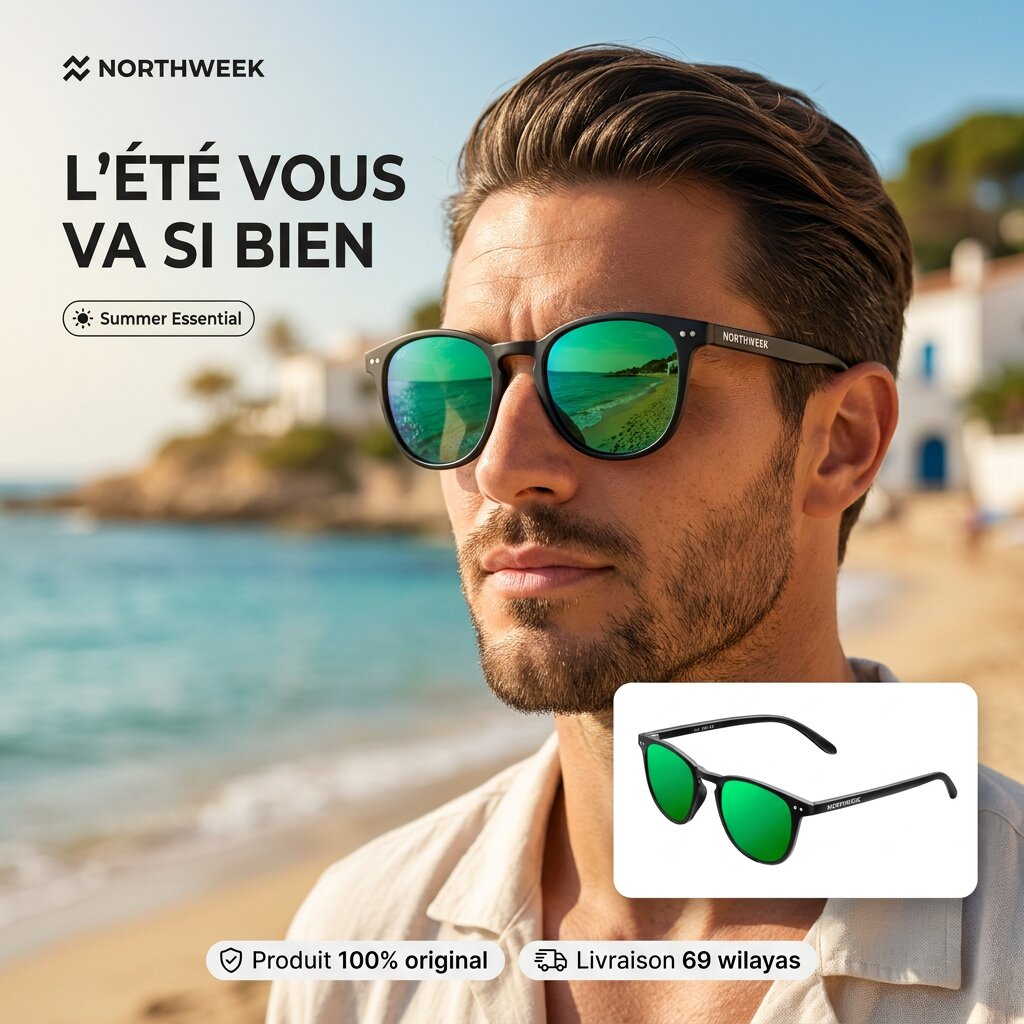 Northweek Wall Matte Black / Green Polarized Sunglasses
