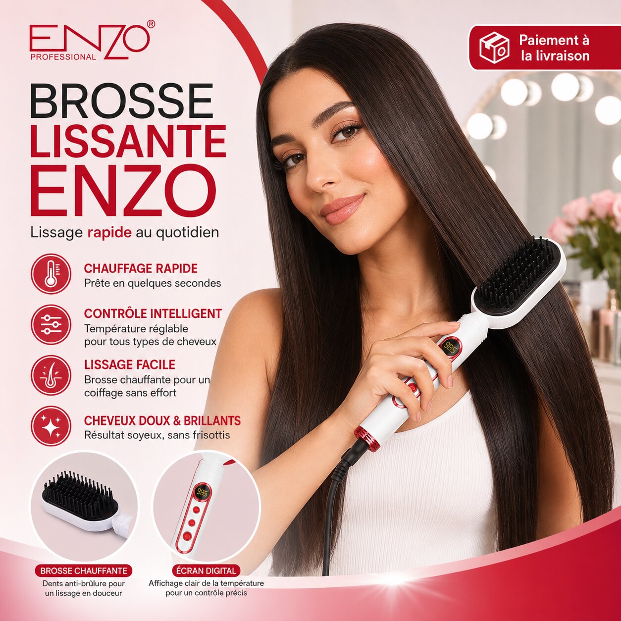 ENZO Professional EN-4201 Mini Hair Straightening Brush – Image 5